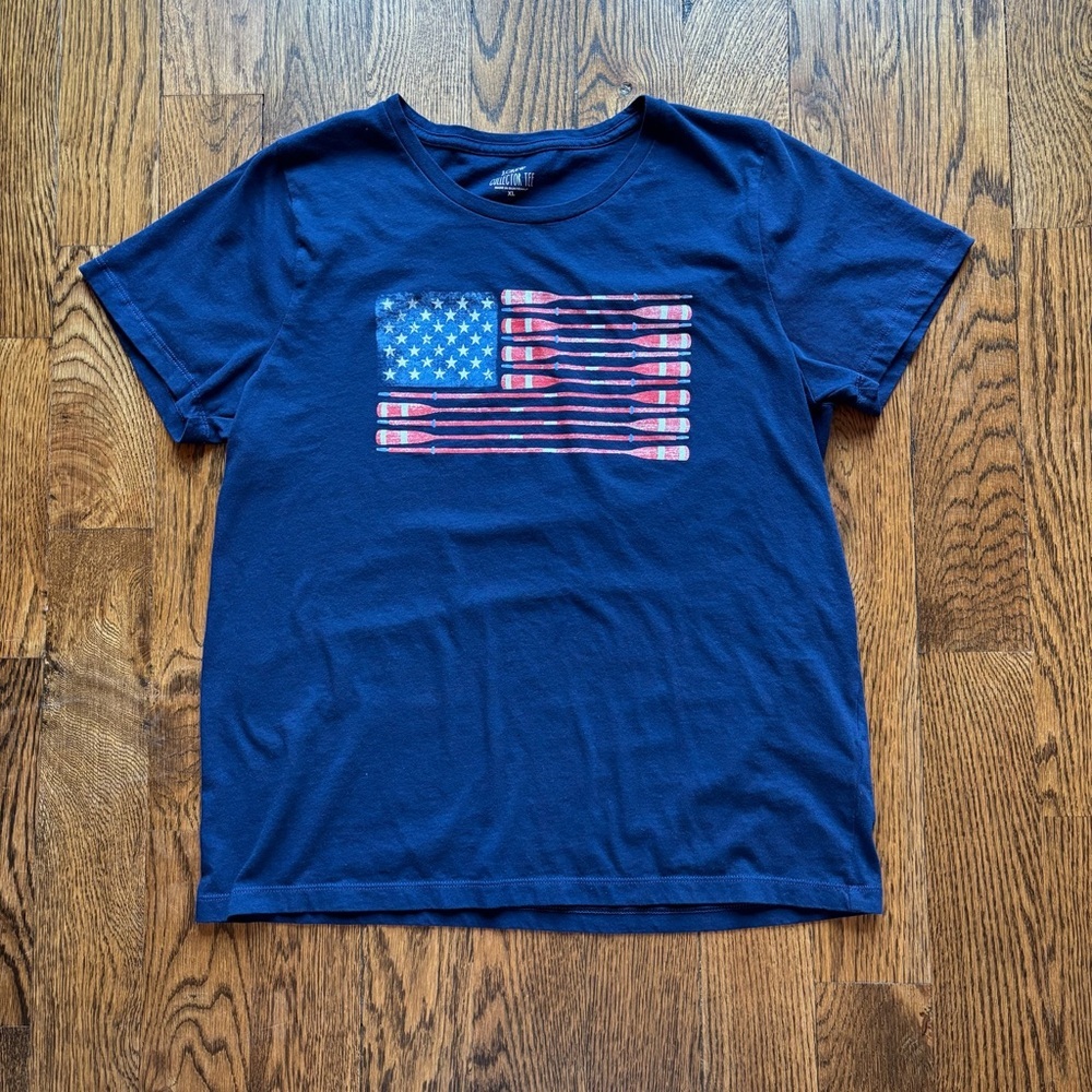 J. Crew Collector Tee XL Navy American Flag Oar Graphic T Shirt